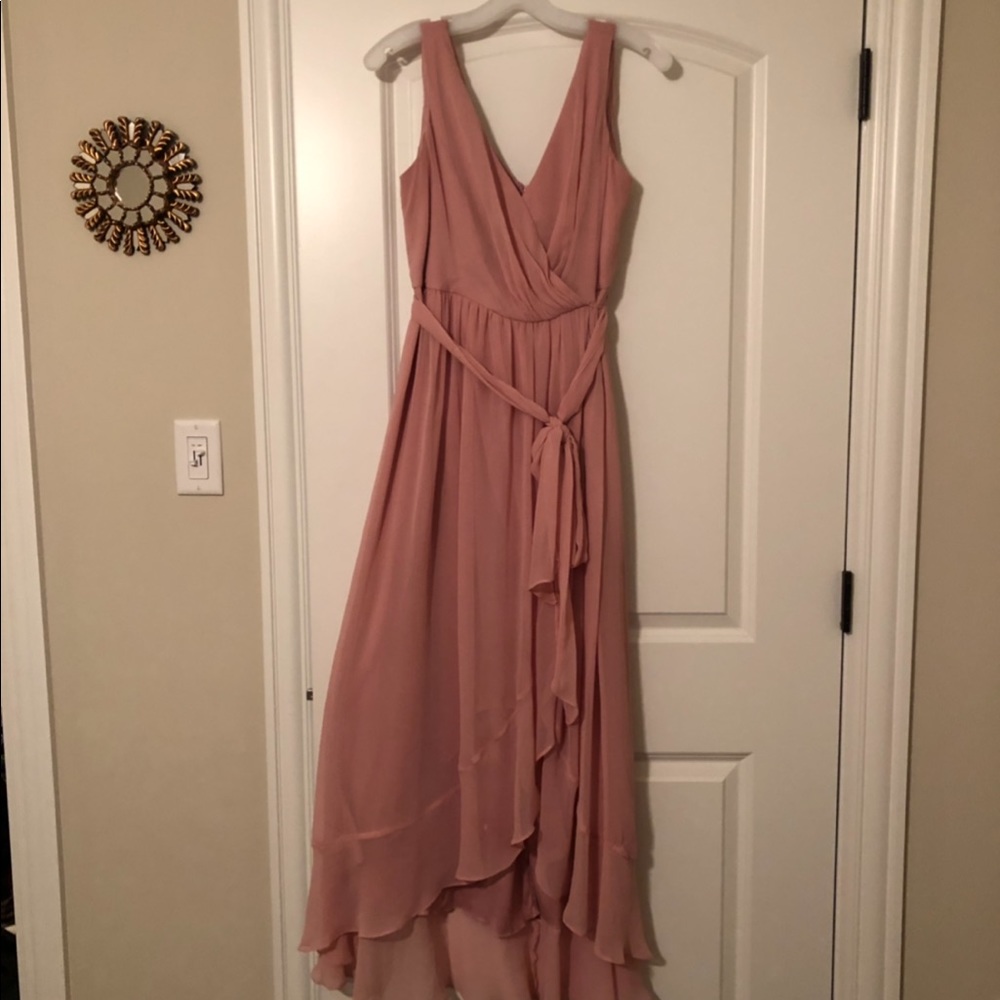 Long | hi-lo bridesmaid dress in ballet pink